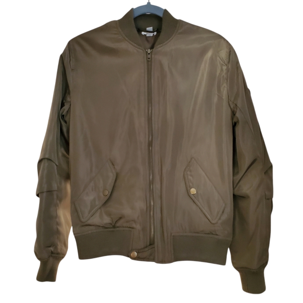 NORDSTROM Olive Green Bomber Jacket Utility Streetwear Varsity Collegiate XS